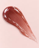 Cocoa lip gloss swatch — sheer rosy brown